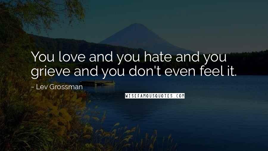 Lev Grossman Quotes: You love and you hate and you grieve and you don't even feel it.
