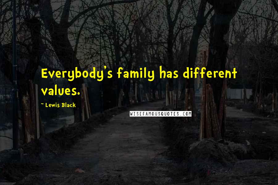 Lewis Black Quotes: Everybody's family has different values.