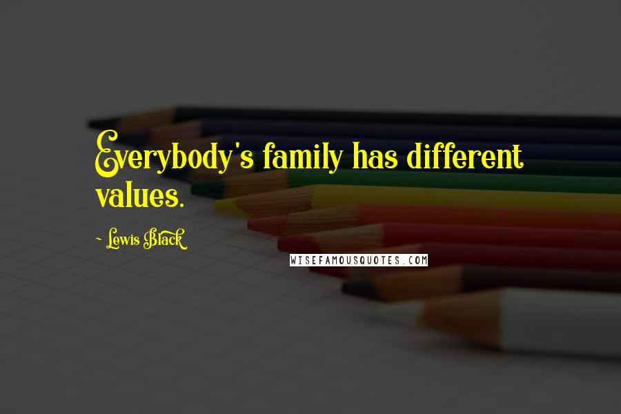 Lewis Black Quotes: Everybody's family has different values.