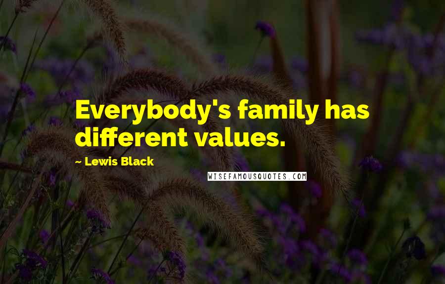 Lewis Black Quotes: Everybody's family has different values.