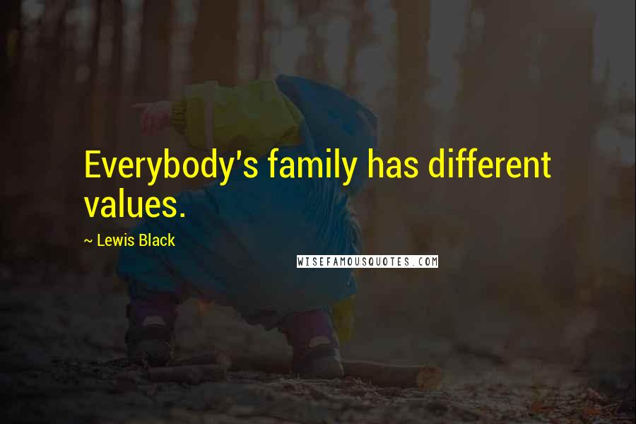 Lewis Black Quotes: Everybody's family has different values.