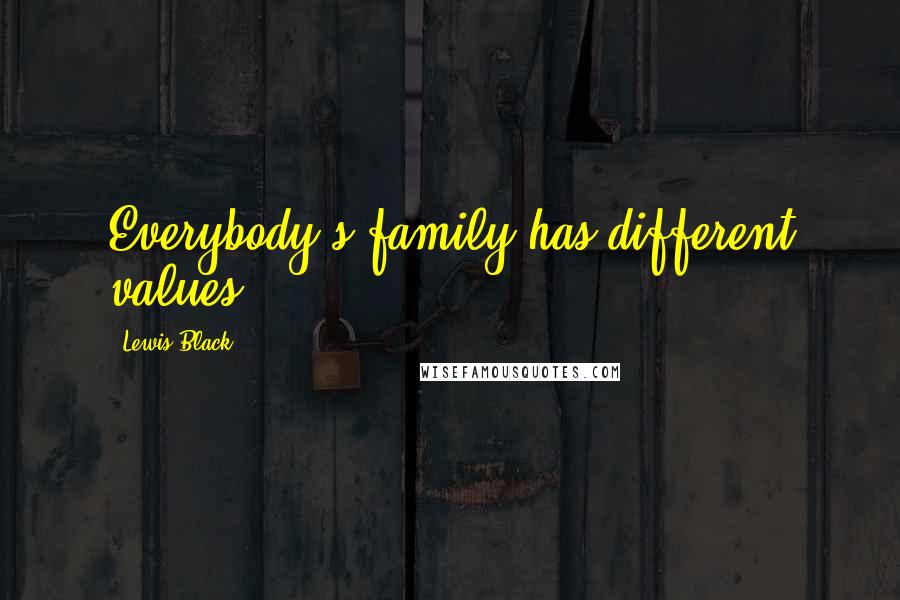 Lewis Black Quotes: Everybody's family has different values.