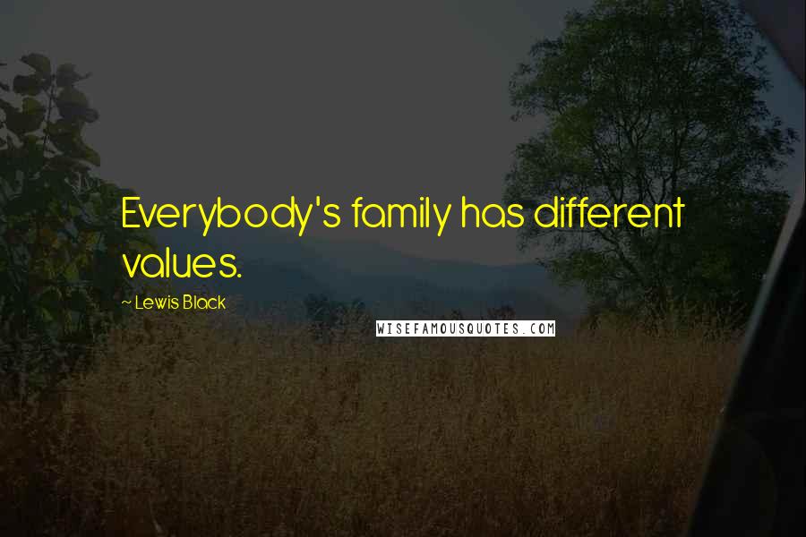 Lewis Black Quotes: Everybody's family has different values.