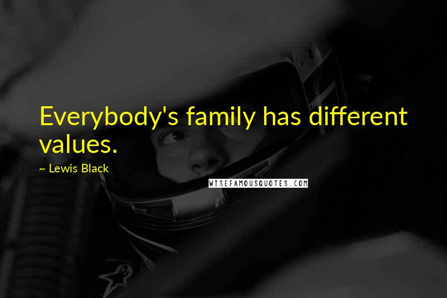 Lewis Black Quotes: Everybody's family has different values.