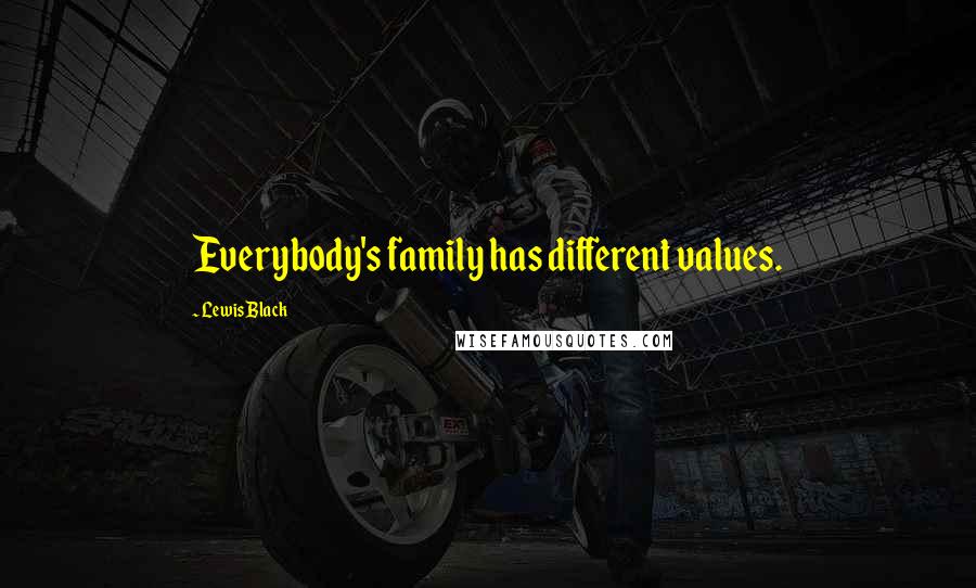 Lewis Black Quotes: Everybody's family has different values.