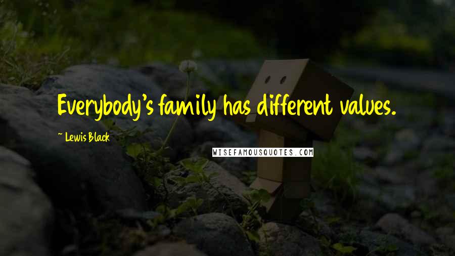 Lewis Black Quotes: Everybody's family has different values.