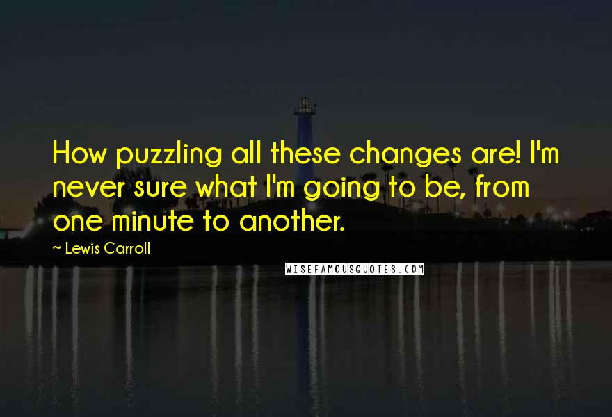Lewis Carroll Quotes: How puzzling all these changes are! I'm never sure what I'm going to be, from one minute to another.