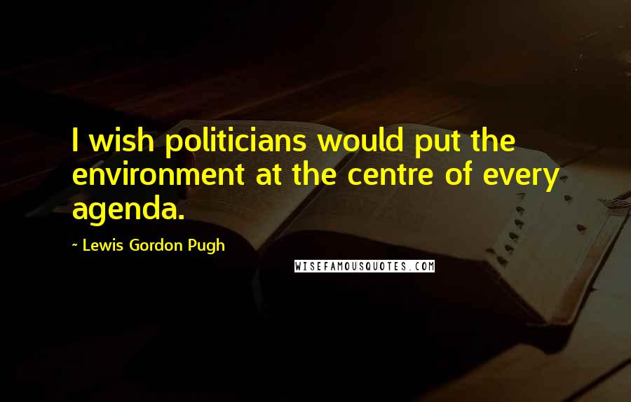 Lewis Gordon Pugh Quotes: I wish politicians would put the environment at the centre of every agenda.