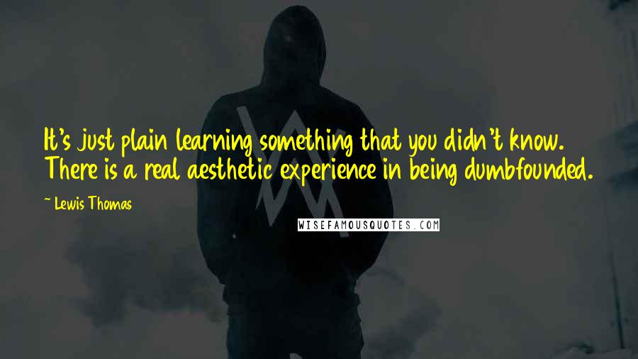 Lewis Thomas Quotes: It's just plain learning something that you didn't know. There is a real aesthetic experience in being dumbfounded.