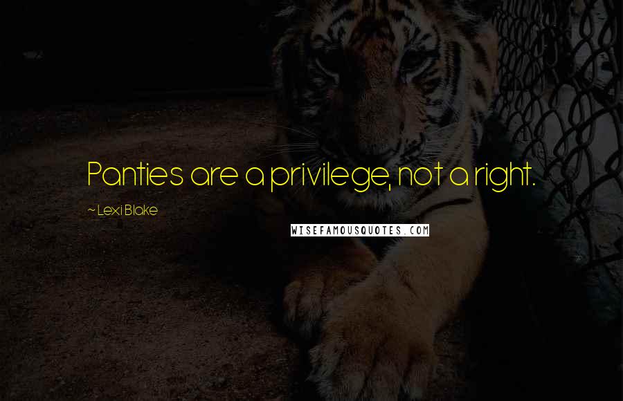 Lexi Blake Quotes: Panties are a privilege, not a right.