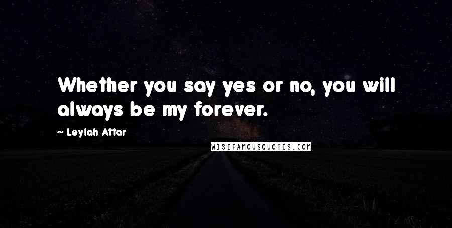 Leylah Attar Quotes: Whether you say yes or no, you will always be my forever.