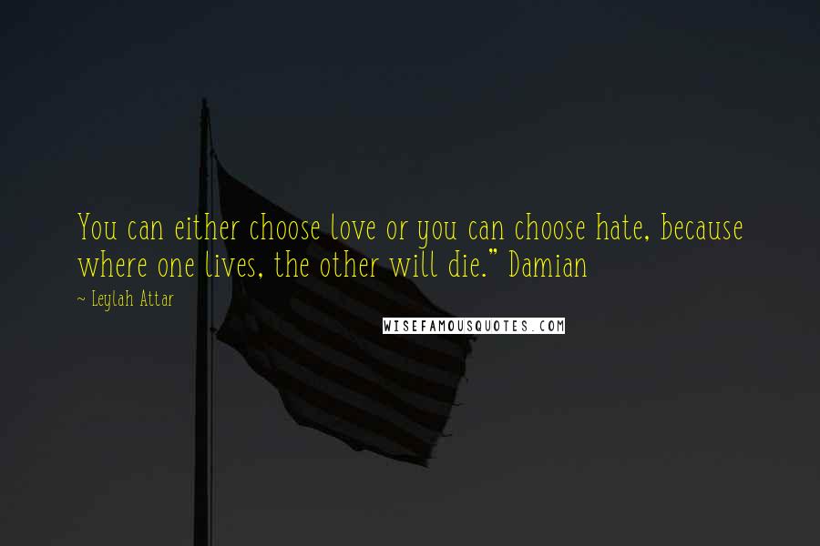 Leylah Attar Quotes: You can either choose love or you can choose hate, because where one lives, the other will die." Damian