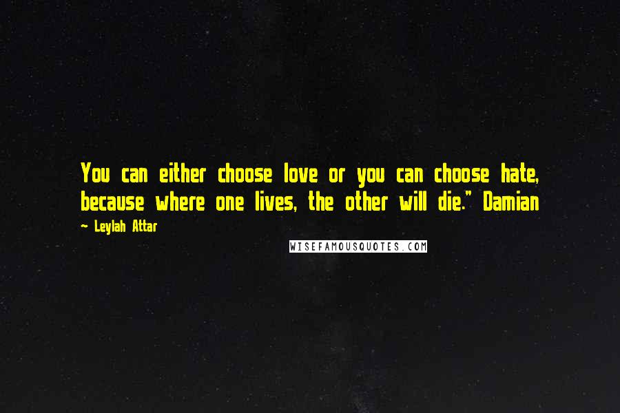 Leylah Attar Quotes: You can either choose love or you can choose hate, because where one lives, the other will die." Damian