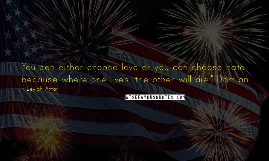 Leylah Attar Quotes: You can either choose love or you can choose hate, because where one lives, the other will die." Damian