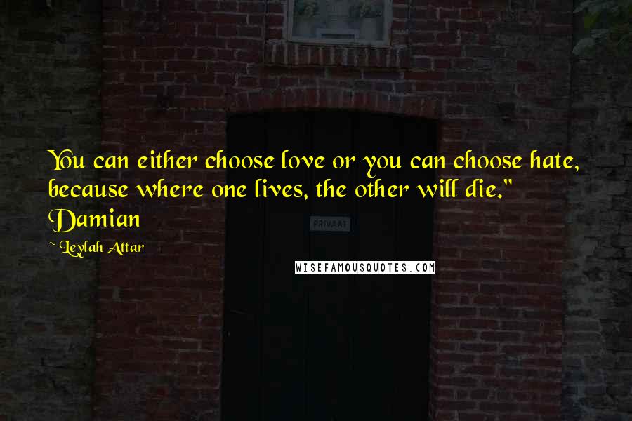 Leylah Attar Quotes: You can either choose love or you can choose hate, because where one lives, the other will die." Damian