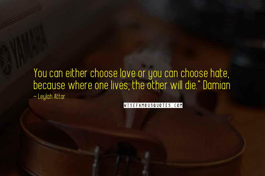 Leylah Attar Quotes: You can either choose love or you can choose hate, because where one lives, the other will die." Damian