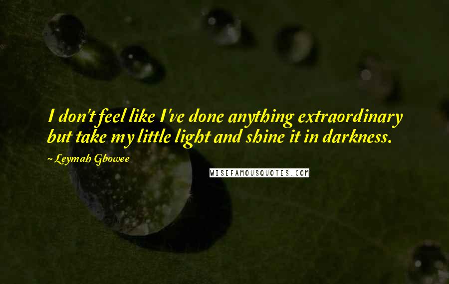 Leymah Gbowee Quotes: I don't feel like I've done anything extraordinary but take my little light and shine it in darkness.