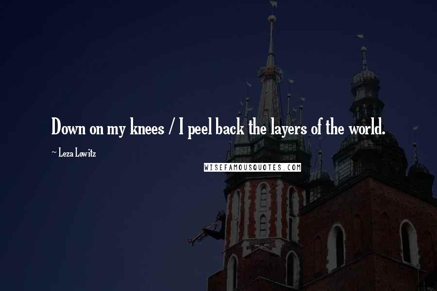 Leza Lowitz Quotes: Down on my knees / I peel back the layers of the world.