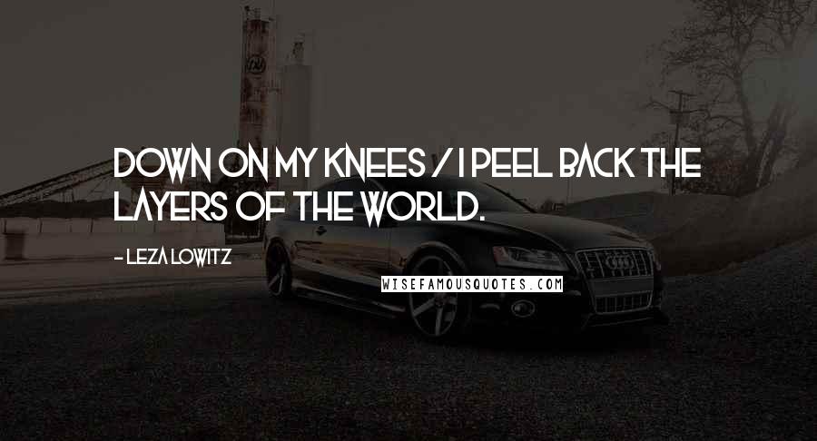 Leza Lowitz Quotes: Down on my knees / I peel back the layers of the world.