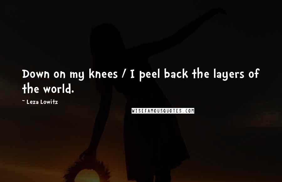 Leza Lowitz Quotes: Down on my knees / I peel back the layers of the world.