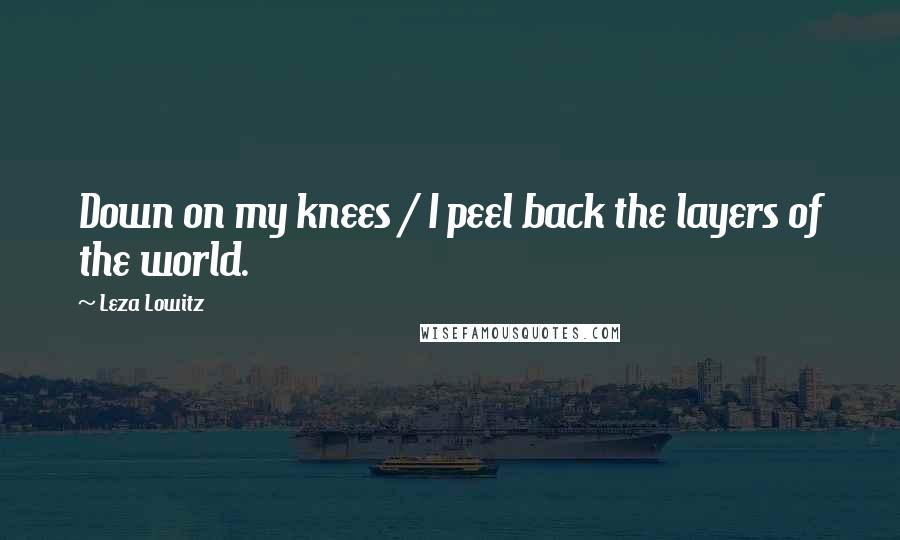 Leza Lowitz Quotes: Down on my knees / I peel back the layers of the world.