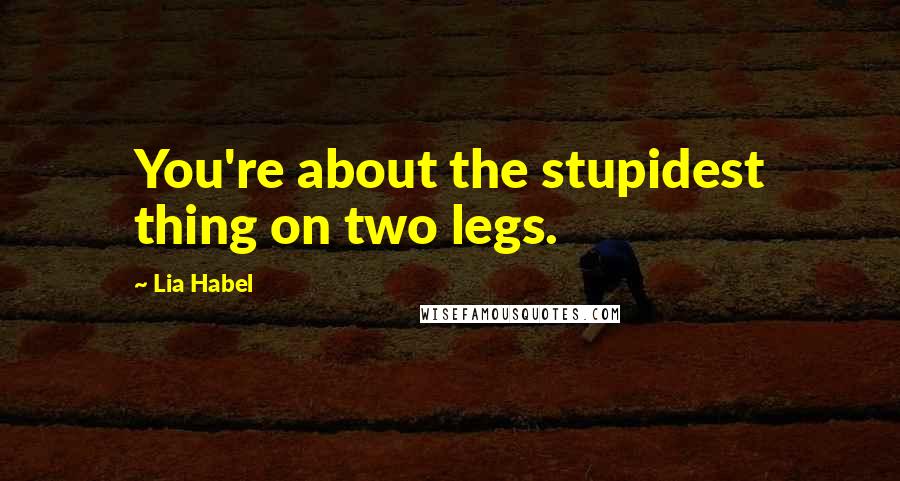 Lia Habel Quotes: You're about the stupidest thing on two legs.