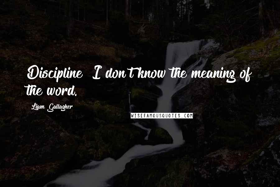 Liam Gallagher Quotes: Discipline? I don't know the meaning of the word.