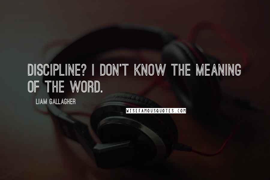 Liam Gallagher Quotes: Discipline? I don't know the meaning of the word.