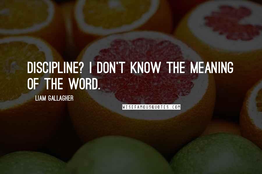 Liam Gallagher Quotes: Discipline? I don't know the meaning of the word.