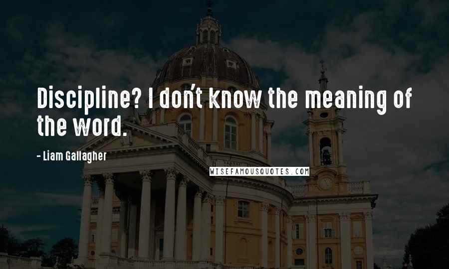 Liam Gallagher Quotes: Discipline? I don't know the meaning of the word.