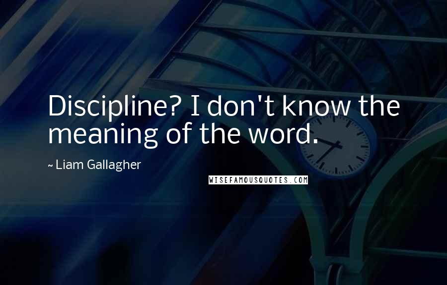 Liam Gallagher Quotes: Discipline? I don't know the meaning of the word.