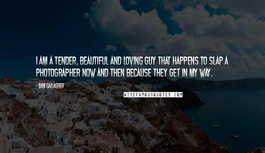 Liam Gallagher Quotes: I am a tender, beautiful and loving guy that happens to slap a photographer now and then because they get in my way.