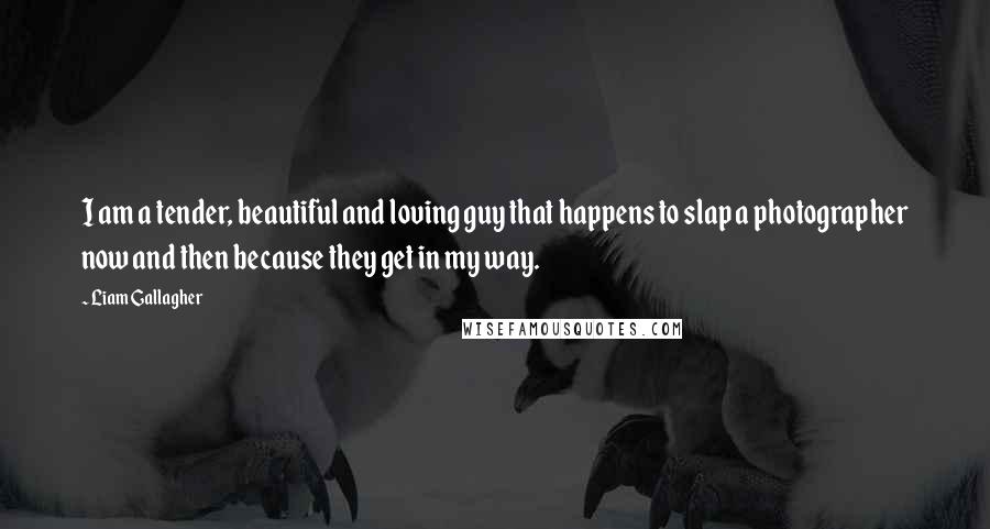 Liam Gallagher Quotes: I am a tender, beautiful and loving guy that happens to slap a photographer now and then because they get in my way.