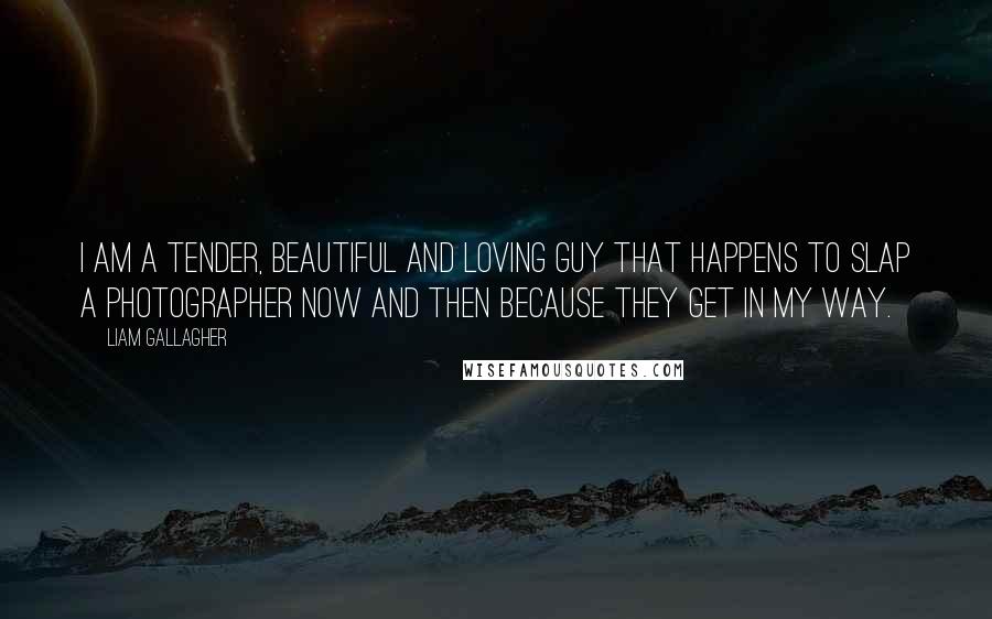 Liam Gallagher Quotes: I am a tender, beautiful and loving guy that happens to slap a photographer now and then because they get in my way.