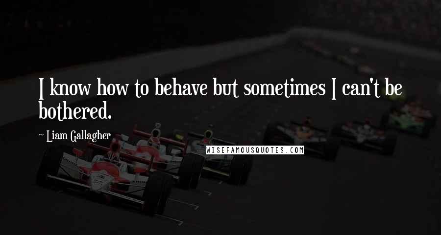 Liam Gallagher Quotes: I know how to behave but sometimes I can't be bothered.