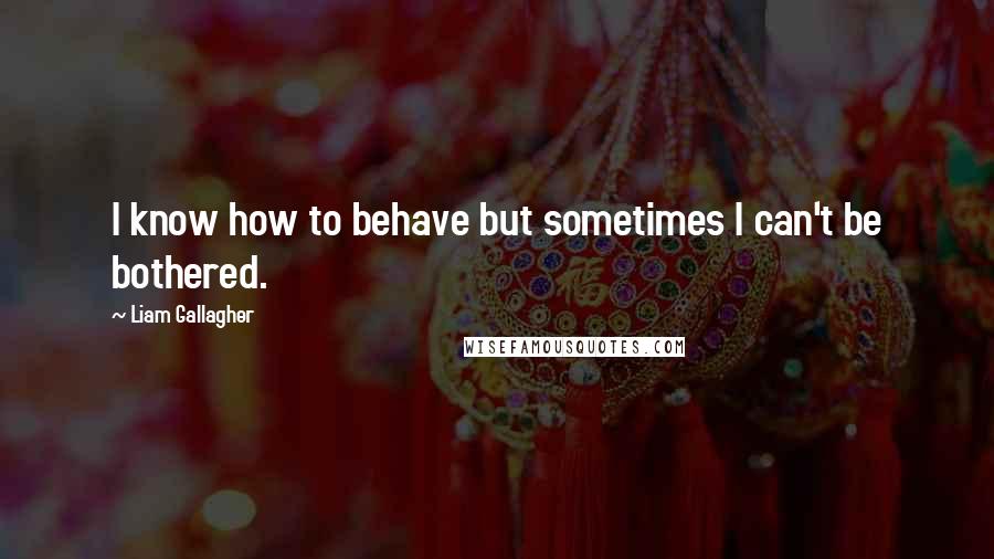 Liam Gallagher Quotes: I know how to behave but sometimes I can't be bothered.