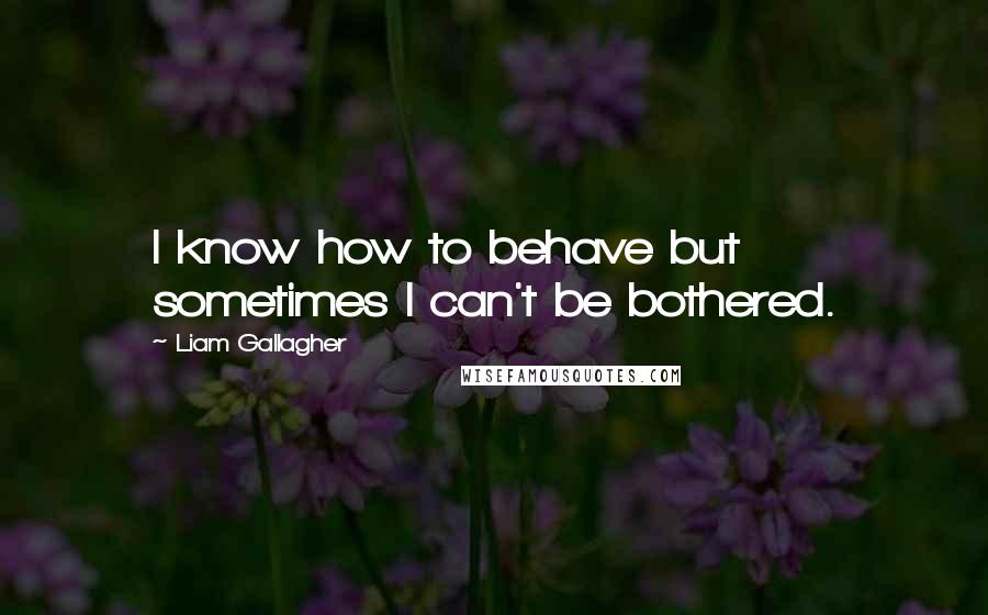 Liam Gallagher Quotes: I know how to behave but sometimes I can't be bothered.
