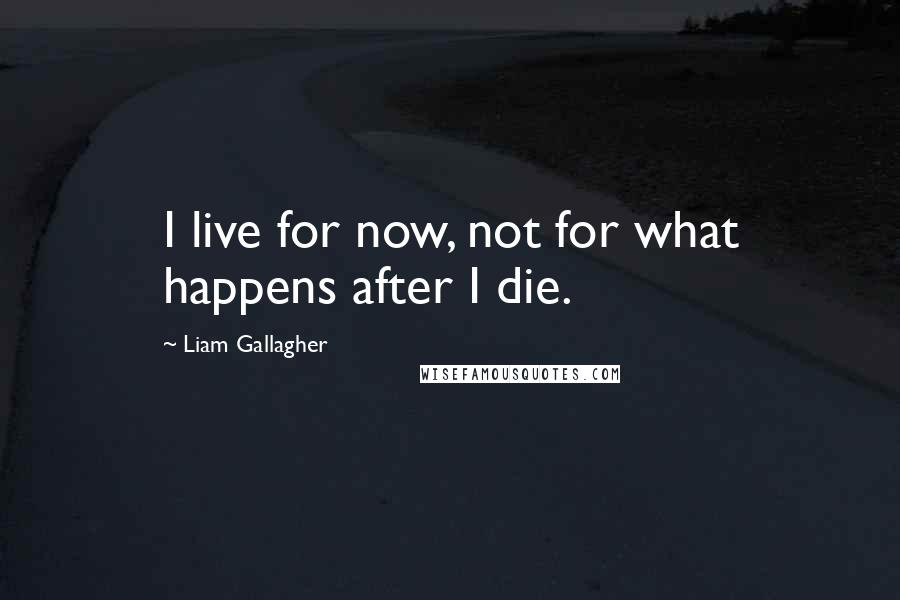 Liam Gallagher Quotes: I live for now, not for what happens after I die.