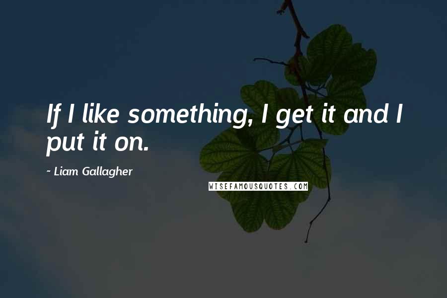 Liam Gallagher Quotes: If I like something, I get it and I put it on.