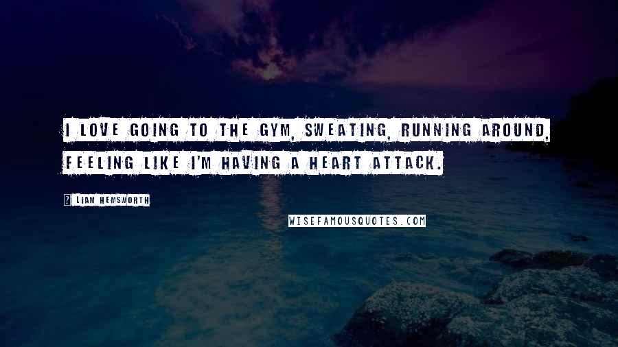 Liam Hemsworth Quotes: I love going to the gym, sweating, running around, feeling like I'm having a heart attack.