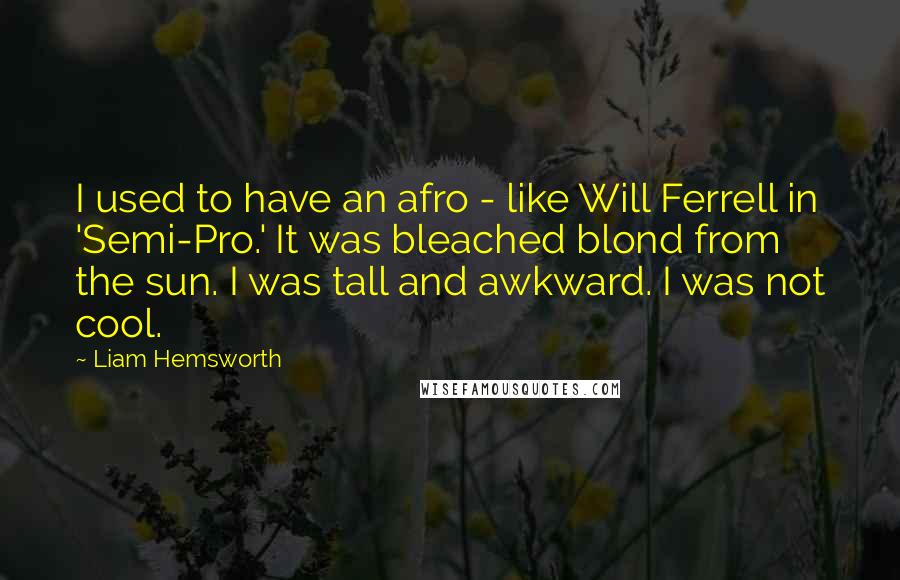 Liam Hemsworth Quotes: I used to have an afro - like Will Ferrell in 'Semi-Pro.' It was bleached blond from the sun. I was tall and awkward. I was not cool.