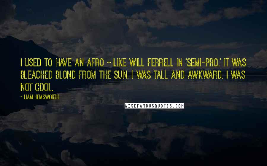 Liam Hemsworth Quotes: I used to have an afro - like Will Ferrell in 'Semi-Pro.' It was bleached blond from the sun. I was tall and awkward. I was not cool.