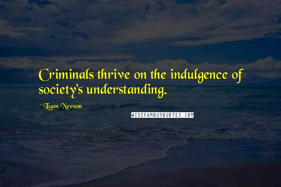 Liam Neeson Quotes: Criminals thrive on the indulgence of society's understanding.