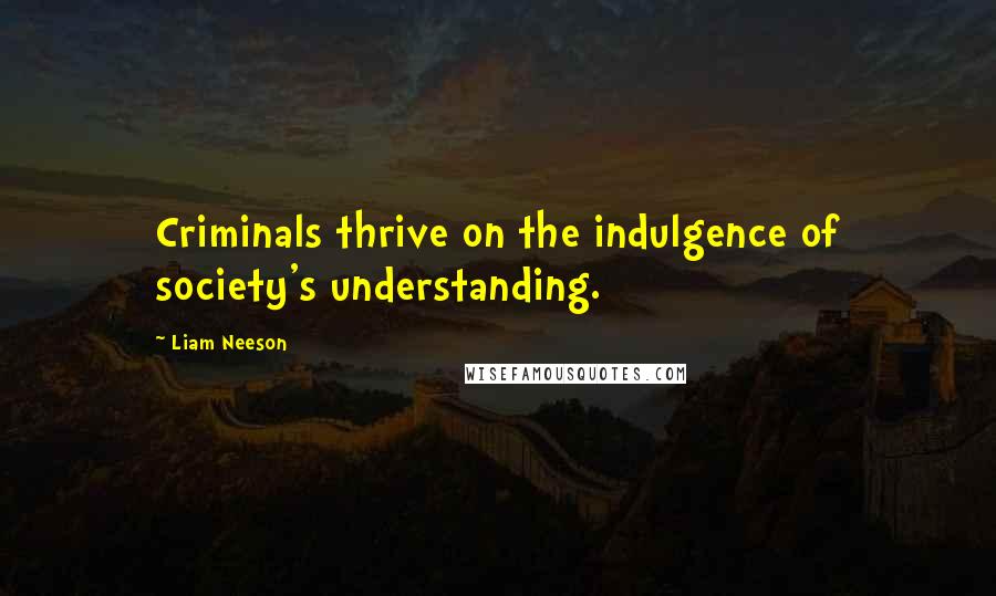 Liam Neeson Quotes: Criminals thrive on the indulgence of society's understanding.