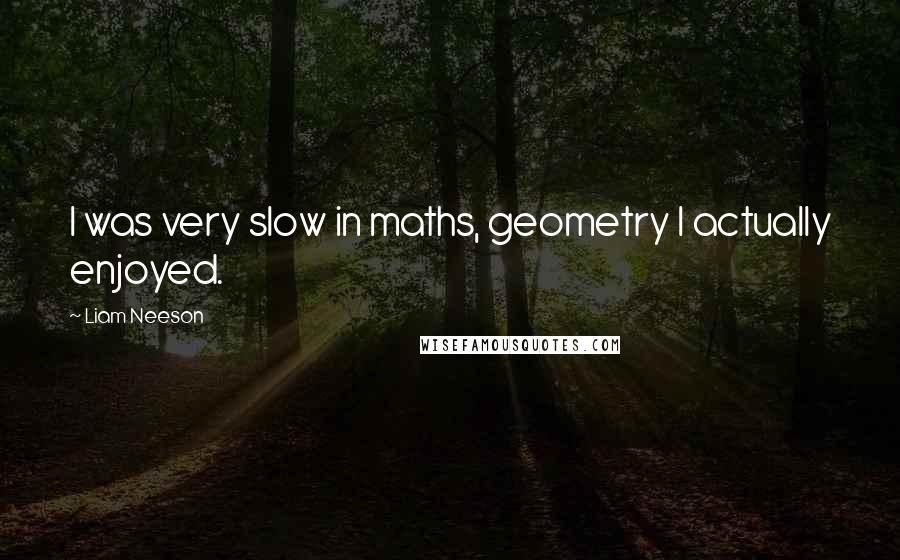 Liam Neeson Quotes: I was very slow in maths, geometry I actually enjoyed.