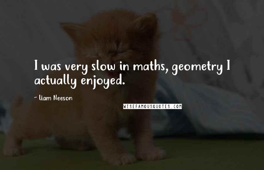Liam Neeson Quotes: I was very slow in maths, geometry I actually enjoyed.