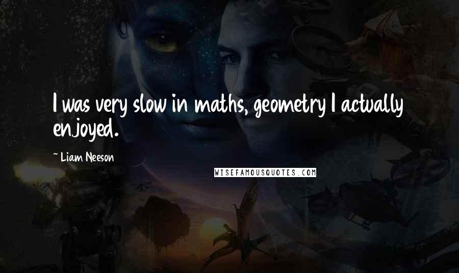 Liam Neeson Quotes: I was very slow in maths, geometry I actually enjoyed.