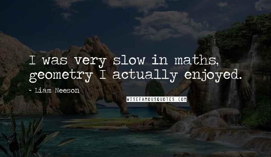 Liam Neeson Quotes: I was very slow in maths, geometry I actually enjoyed.