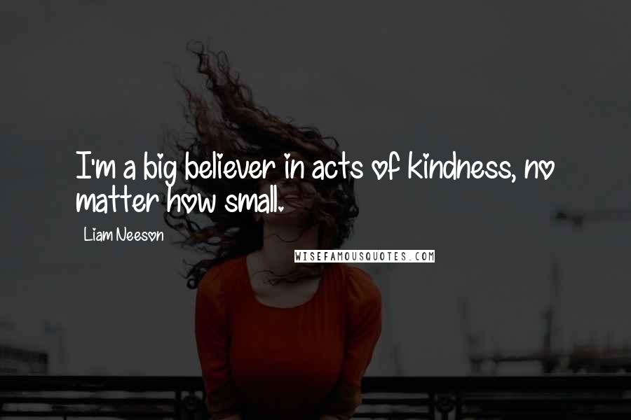 Liam Neeson Quotes: I'm a big believer in acts of kindness, no matter how small.