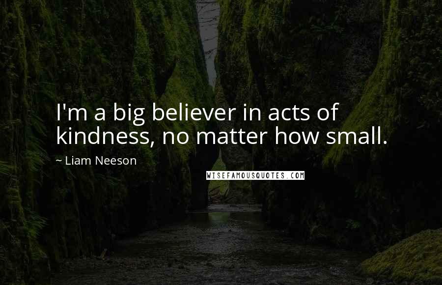 Liam Neeson Quotes: I'm a big believer in acts of kindness, no matter how small.